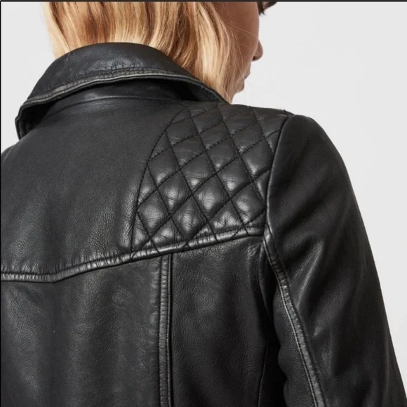 All Saints Black Leather Jacket - Picture 3 of 13